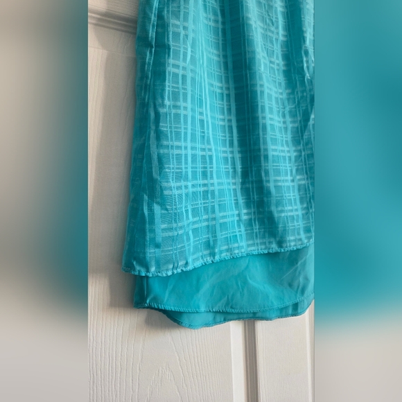 Dana Buchman Asymmetrical Blue Tank Top with Mandarin Collar - Picture 3 of 7